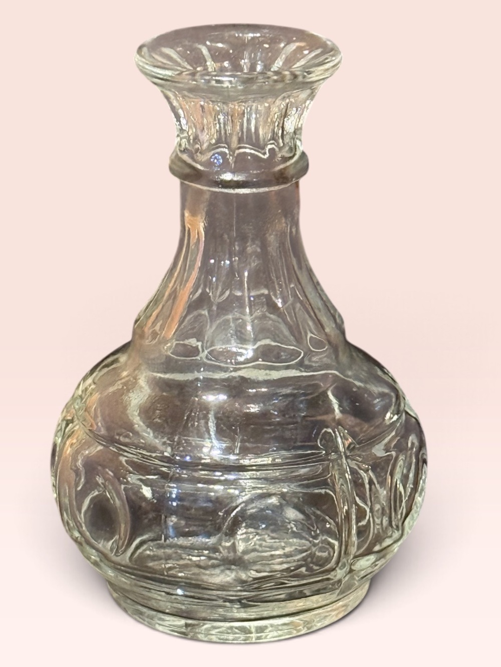 1970s Wheaton Thumbprint Pressed Glass Bid Vase 5.5”